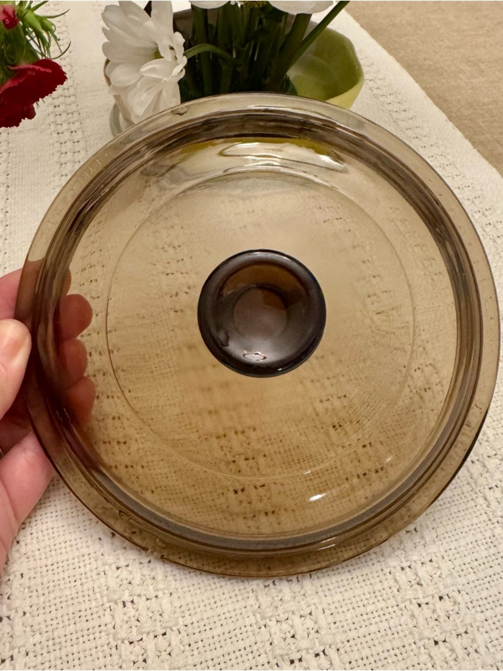 Vintage Pyrex V-1-C 18 7” Amber Glass Lid Visions Saucepan Replacement 18cm